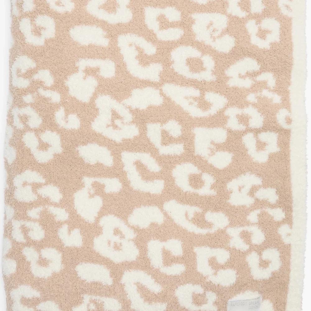 Barefoot Dreams Cozy Chic Tan Cream Animal Print Blanket::45 x 60::NWT::
